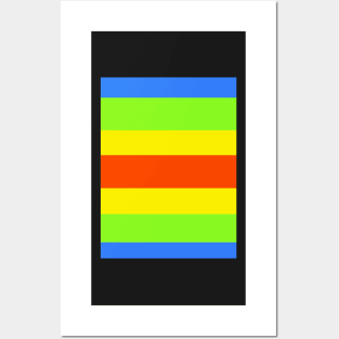 Blue, Yellow, Orange & Green Stripe Posters and Art